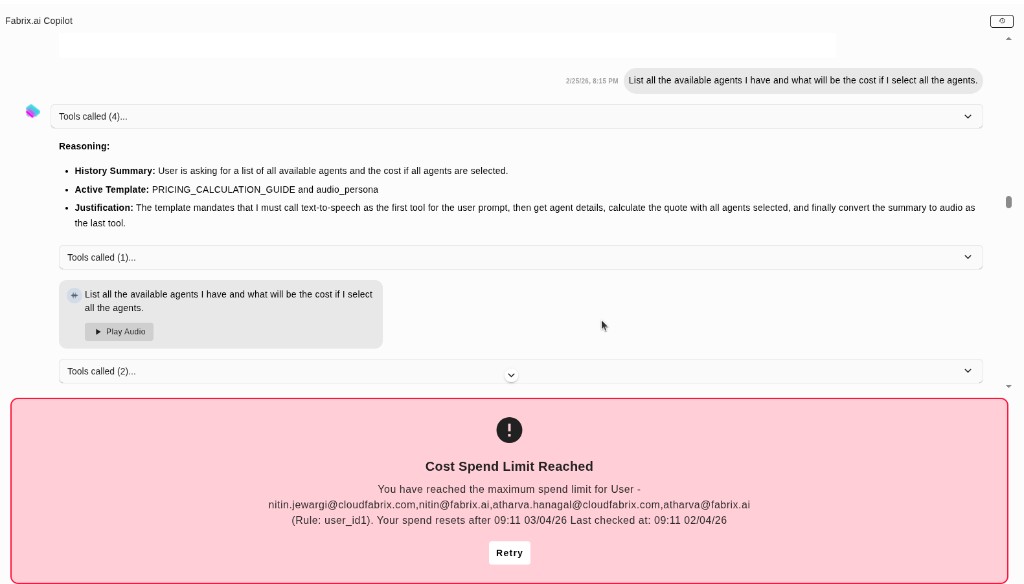 Cost spend limit reached notification