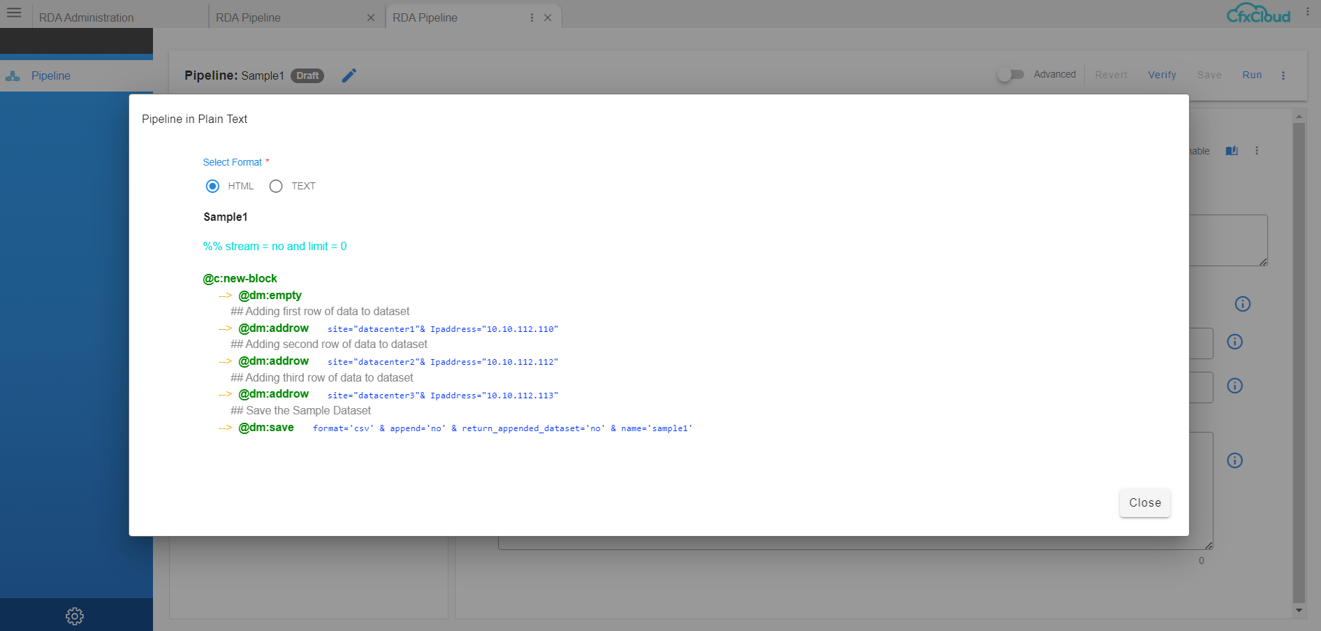 Portal Pipeline Plain Text