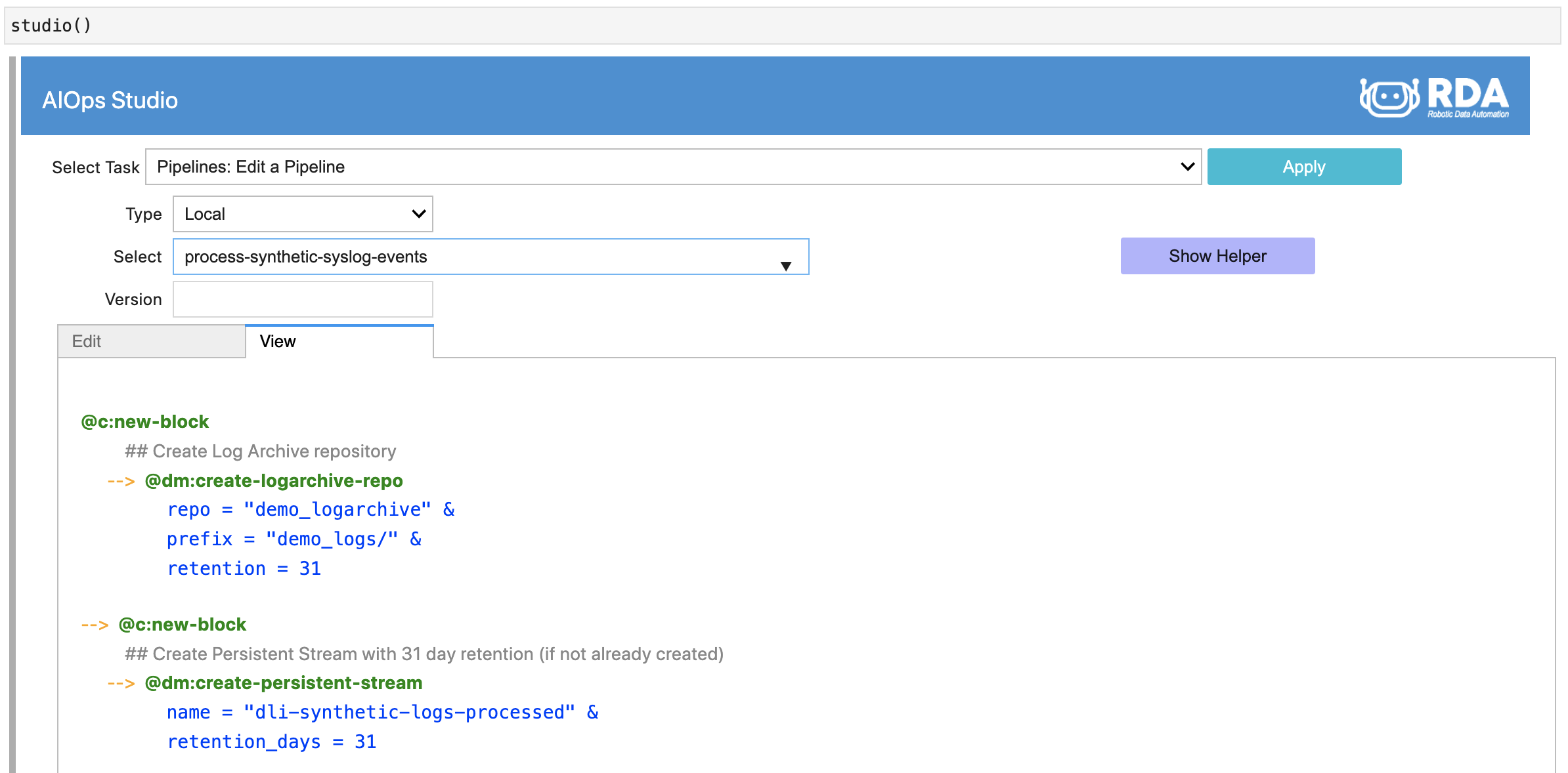 Studio Pipeline Edit
