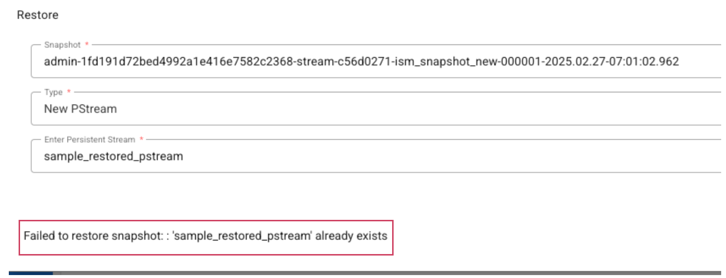 Failed To Restore Error Message