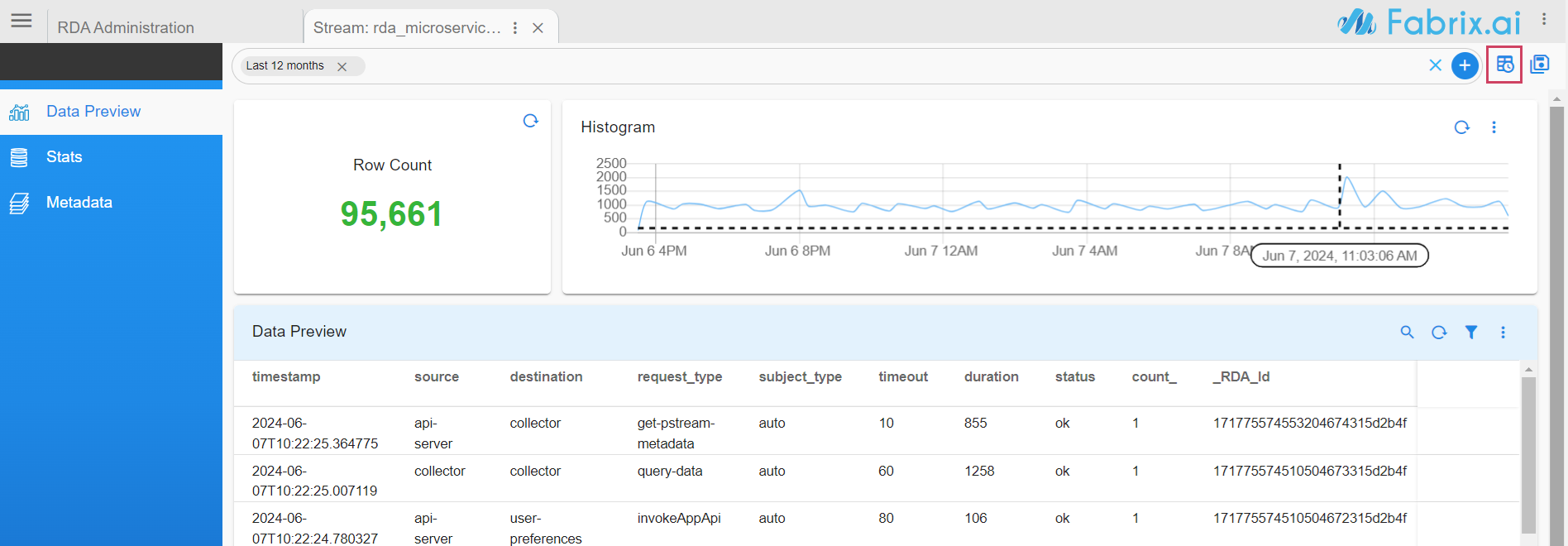 pstream ui view data preview