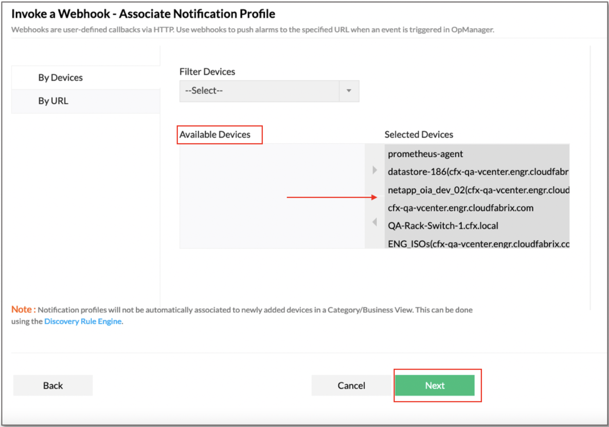 ManageEngine_OpManager_associate notification profile