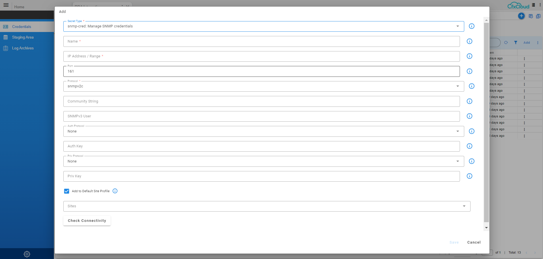 Add SNMP Credentials