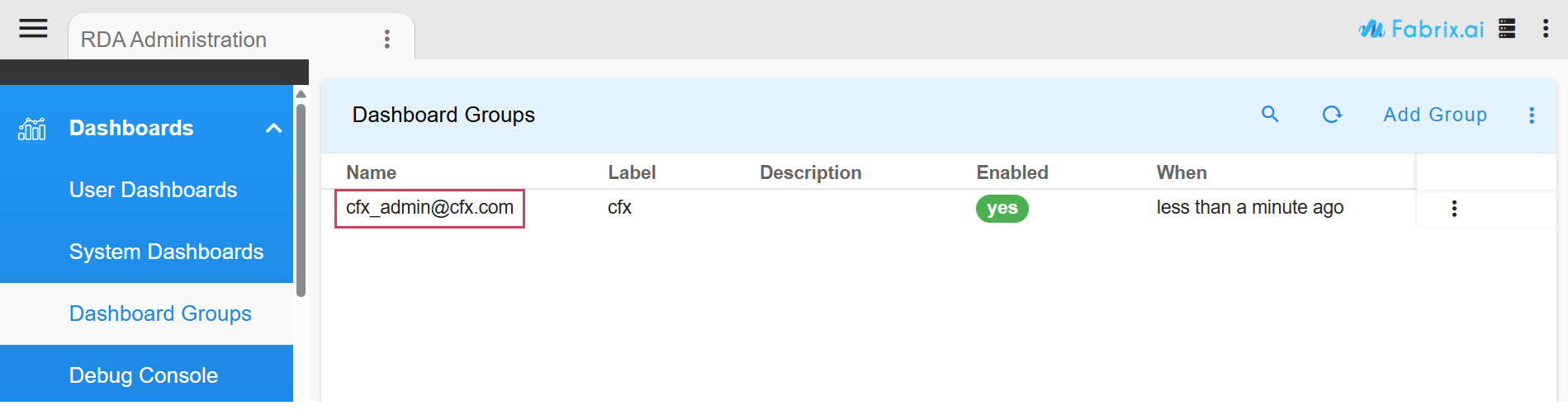 Added Dashboard Group